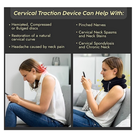 Cervical Neck Traction Device & Posture Corrector. Inflatable Adj Brace - Picture 3 of 8